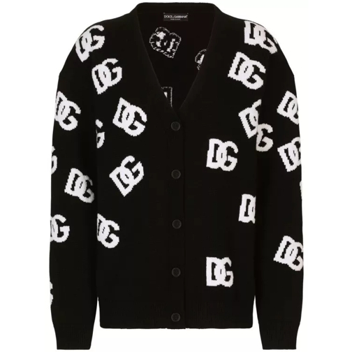 Dolce&Gabbana Black Allover Logo Knit Cardigan Black Cardigan