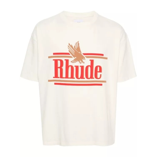 Rhude Logo-Print Cotton T-Shirt Neutrals 