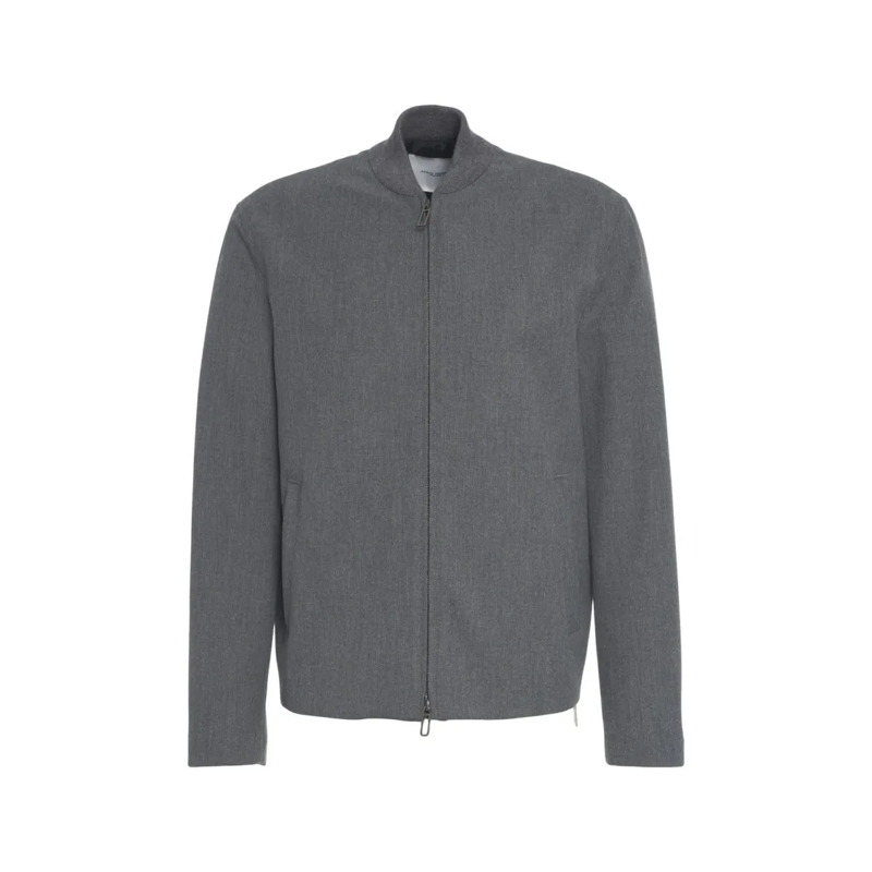 Paolo Pecora  Minimalist Grey Blouson With Ribbed Collar And Zip Grey
