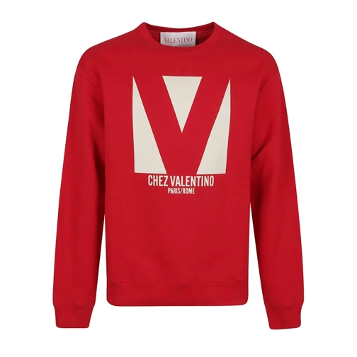 Valentino Sweatshirts Vibrant Red Cotton Jersey Sweatshirt Red