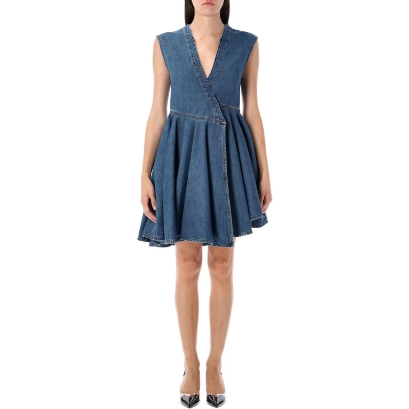 Alaia Minikleid Denim Wrap Mini Dress Blue