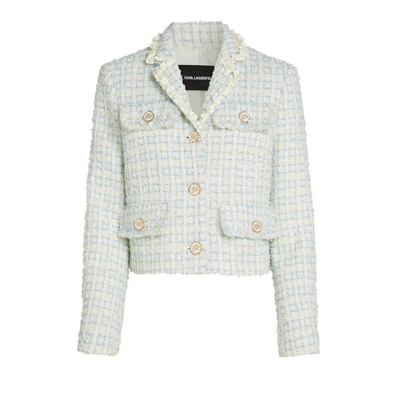 Karl Lagerfeld Blazer KARL ESSENTIAL BOUCLÉ-JACKE blau