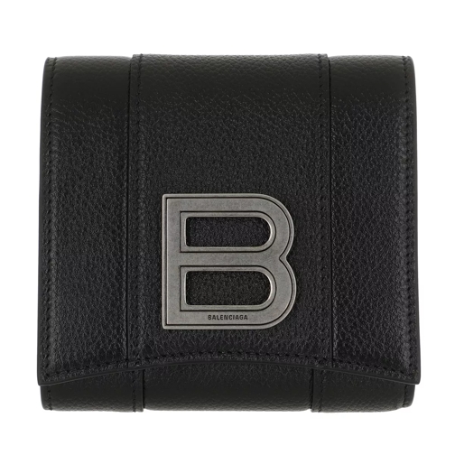 Balenciaga Hourglass Coin And Card Holder Leather Black Klaffplånbok