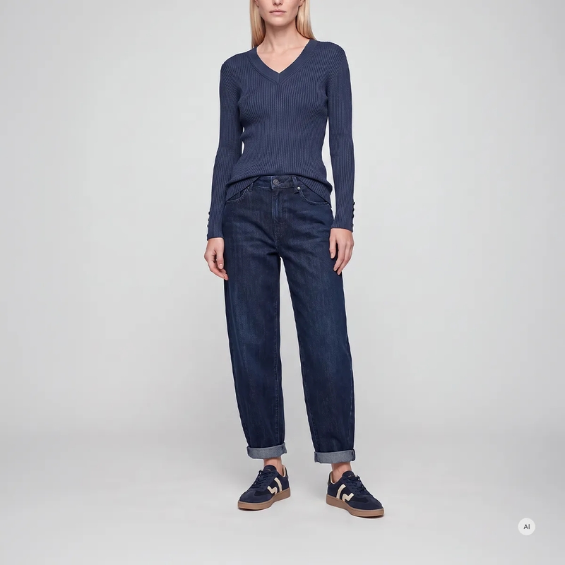 Marc Aurel Hose Jeans- 5 Pocket- Barrelform- veganes Lederlabe blau(Image 2)