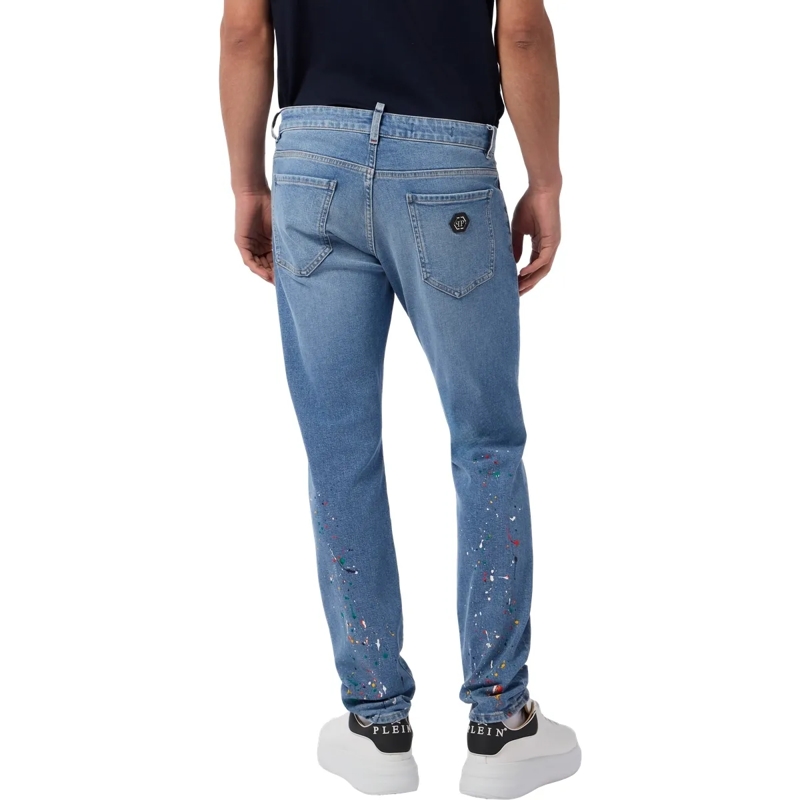 Philipp Plein Jeans mit geradem Bein Super Straight Cut Jeans Paint jeansblau(Image 2)