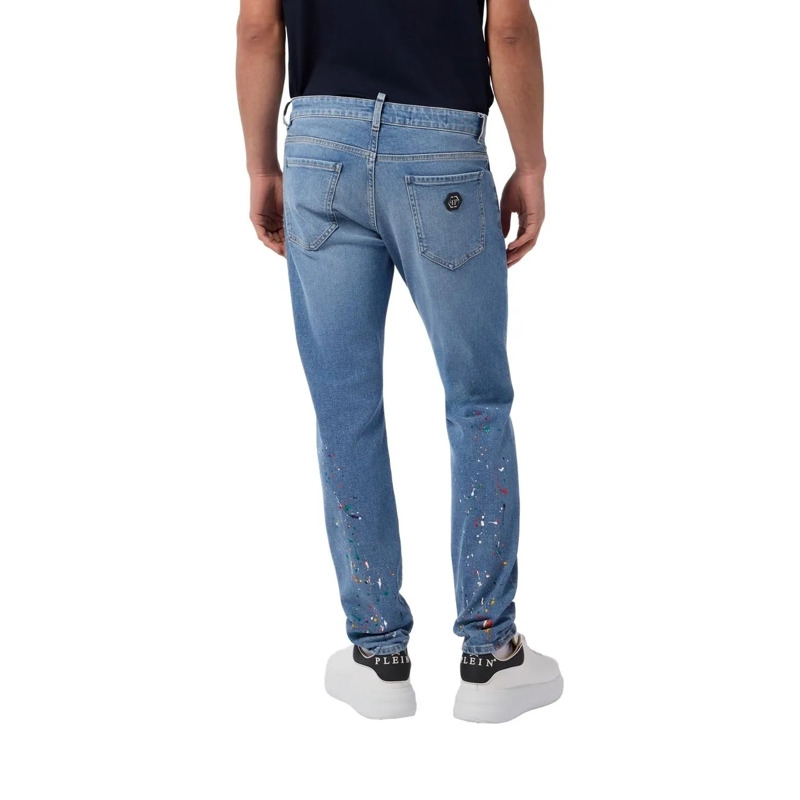 Philipp Plein Jeans mit geradem Bein Super Straight Cut Jeans Paint jeansblau(Image 4)