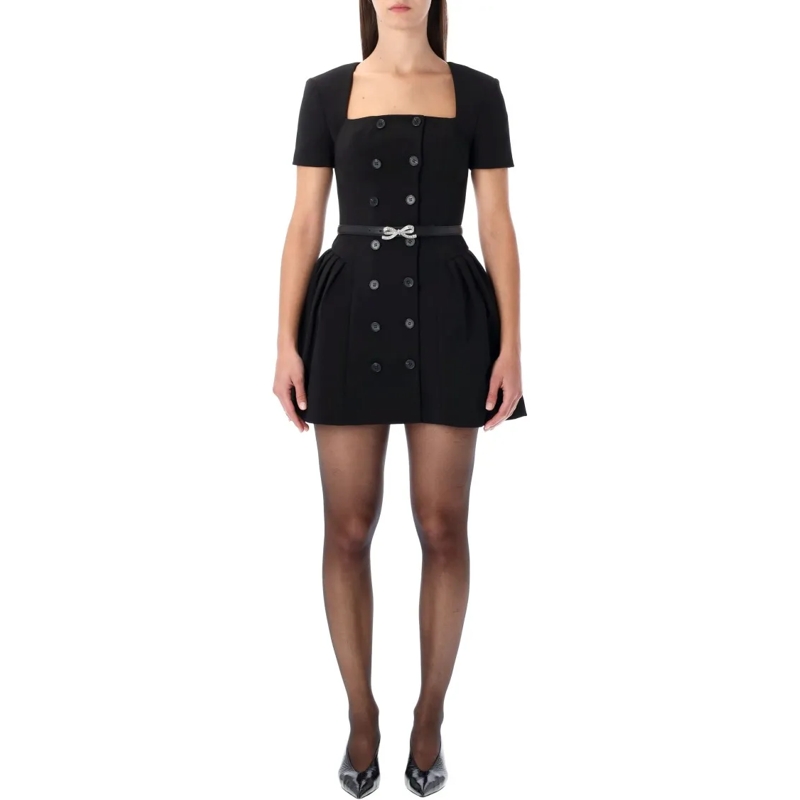 Self Portrait Mini-jurk Black Crepe Short Sleeve Mini Dress Black