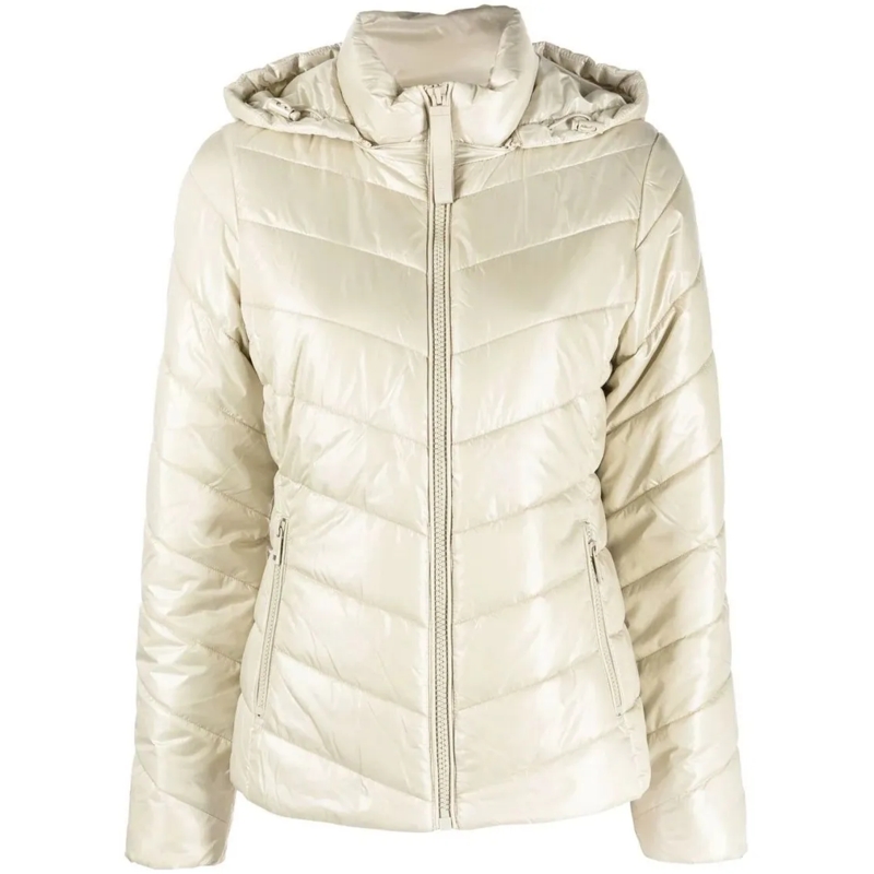Calvin Klein  Quilted Grey Puffer Jacket With Hood White