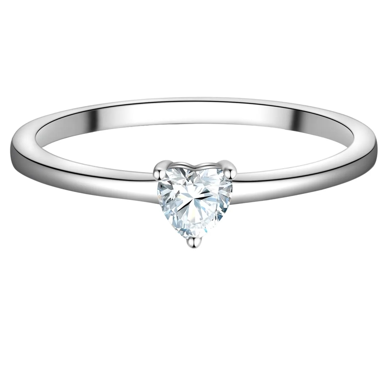 Trilani Ring Sterling Silber Ring Zirkonia Herz silber