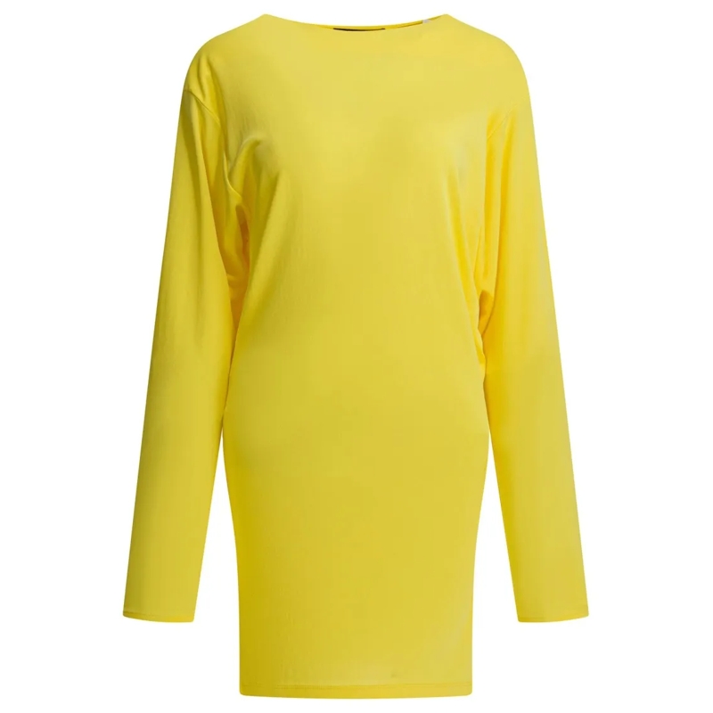 Jacquemus Midi-jurk Dramatic Open-Back Midi Dress With Long Sleeves Yellow
