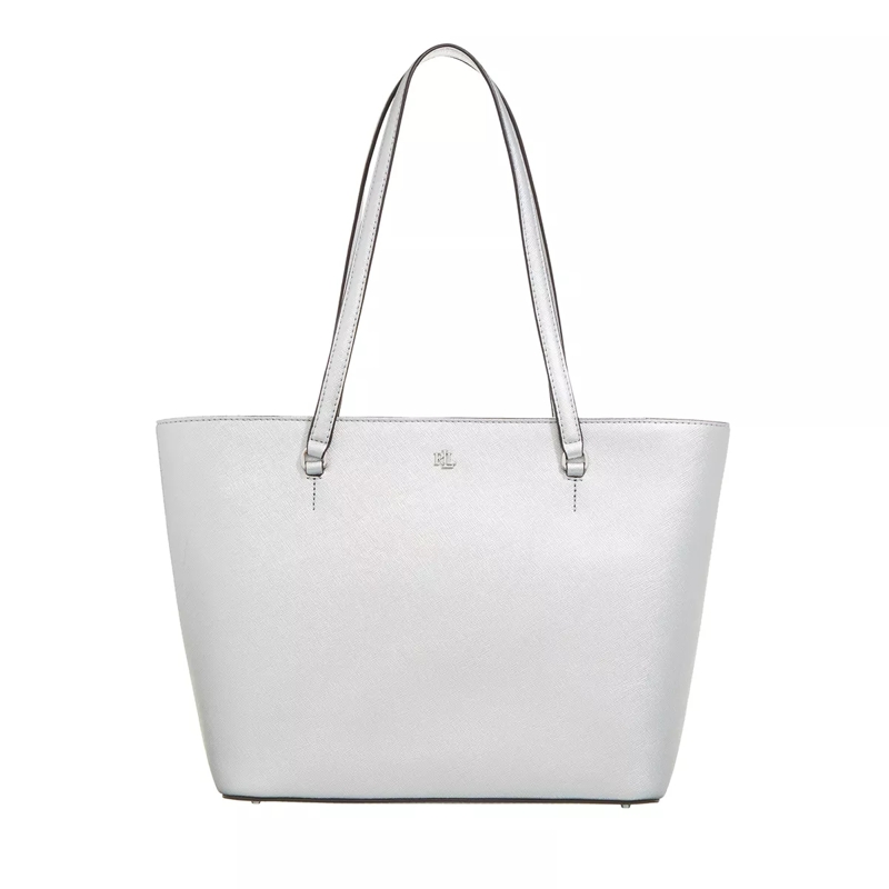 Lauren Ralph Lauren Shopper Karly Shpper Tote Medium Polished Silver