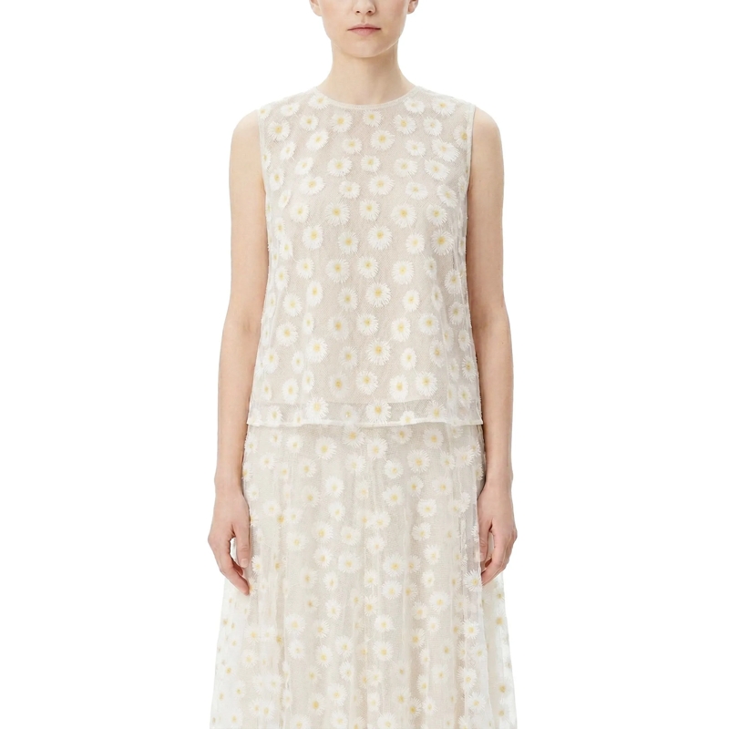 Luisa Cerano Bluse Top mit Blütenmuster weiß(Image 2)