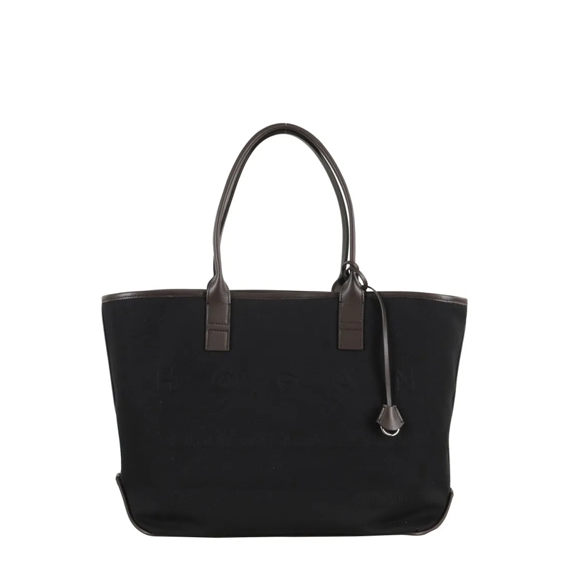 Hogan Tote Medium Shopping Bag With Leather Accents Black