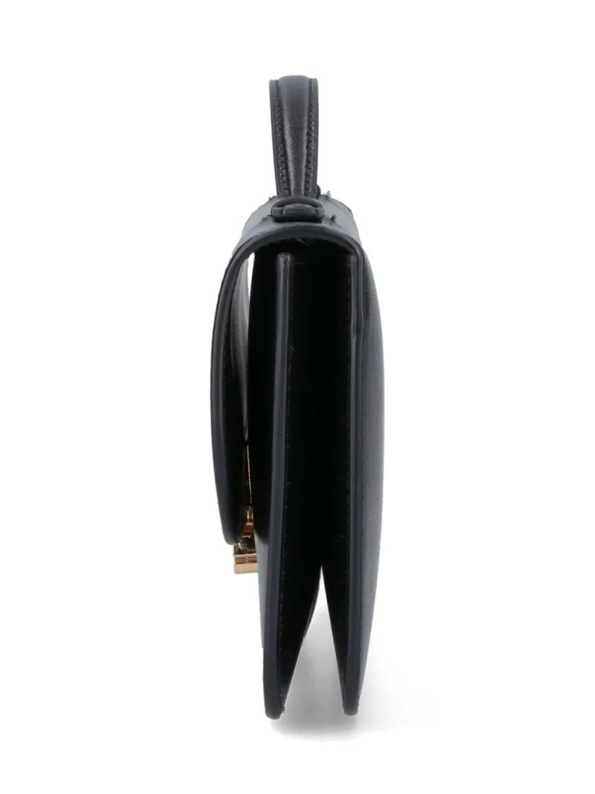 Thumbnail - Victoria Beckham Hobo Bags - Rectangular Black Leather Handbag With Gold-Tone L - Gr. unisize - in Schwarz - für Damen