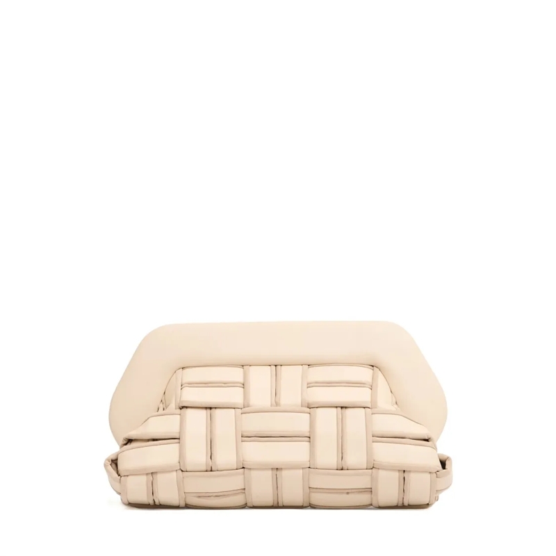 Themoirè Clutch Clutch Vegan Leather Intreccio Beige Con Profili Neutrals