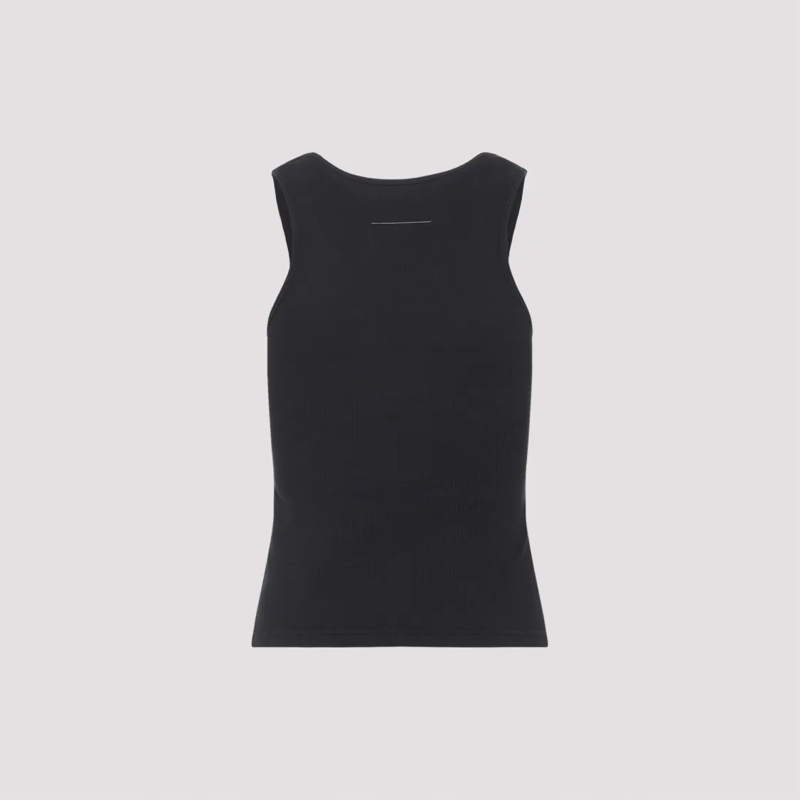 MM6 Maison Margiela Bluse Fitted Sleeveless Tank With Rectangular Patch Deta Black
