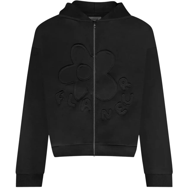 Flâneur  Blossom Patches Zip-Up Hoodie | Black schwarz