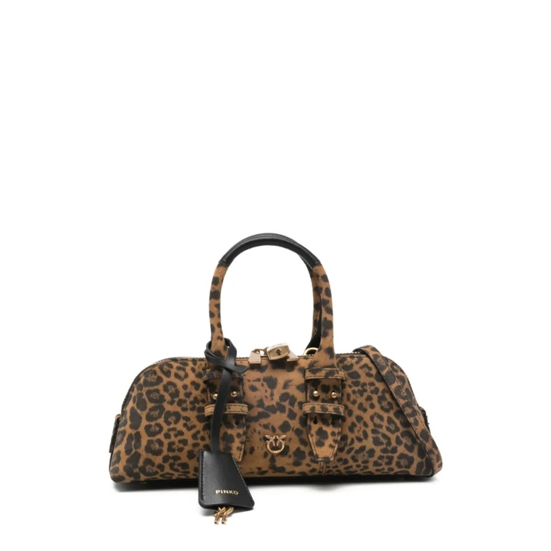 Pinko Sac à bandoulière Structured Multicolour Handbag With Leopard Print  Brown