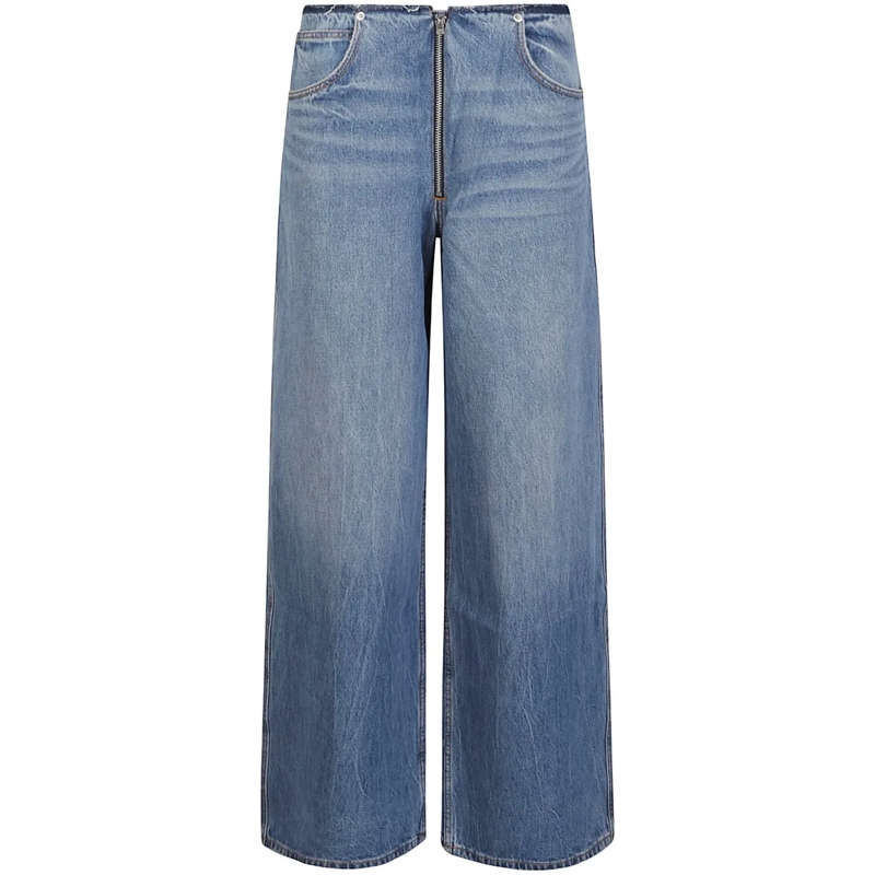 Alexander Wang Skinny-Leg-Jeans Surge Low Rise With Exposed Zipper Wide Leg Jeans  blau