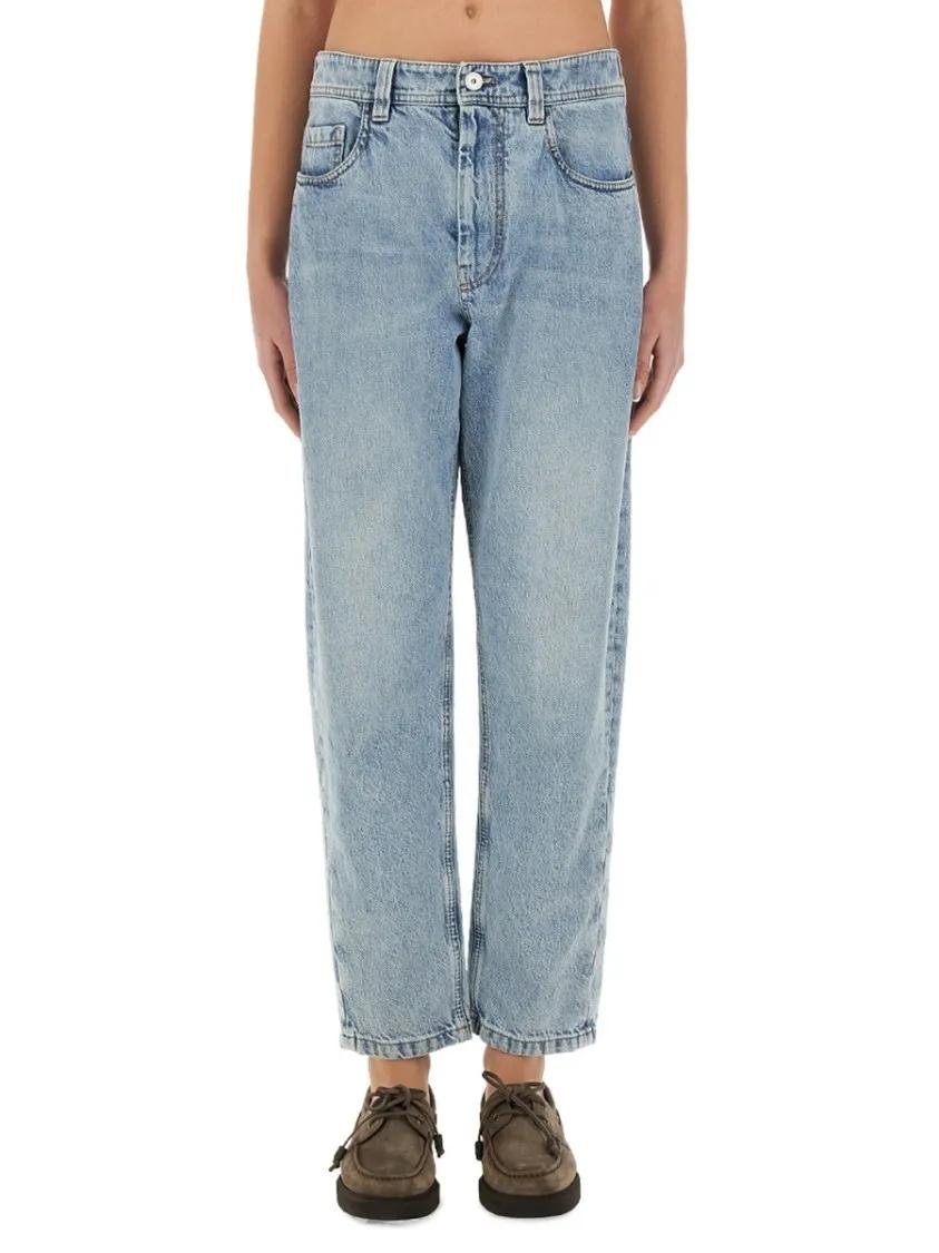 Thumbnail - Brunello Cucinelli - "Baggy Tapered" Denim Pants - Größe 38 - blau