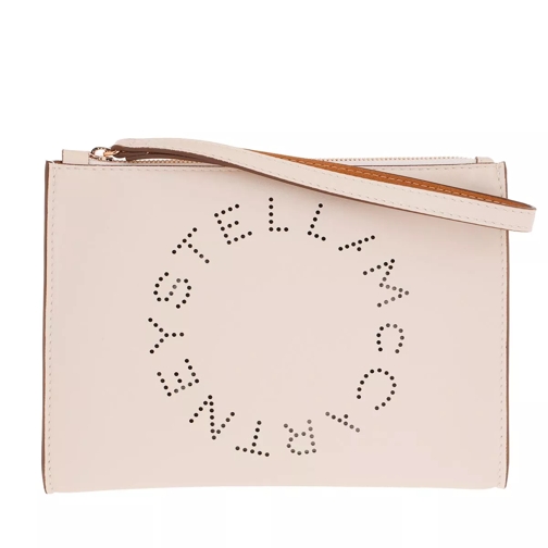 Stella McCartney Zip Pouch With Perforated Logo Leather White Clutch