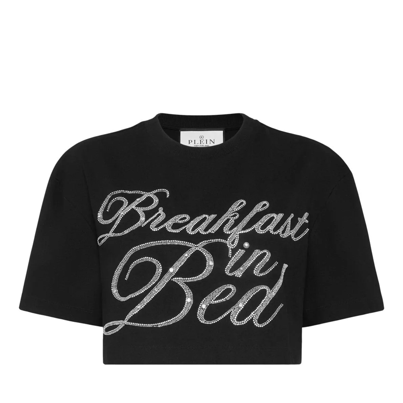 Philipp Plein T-Shirt T-Shirt Rundhalsausschnitt Ls Crystal Verziert schwarz