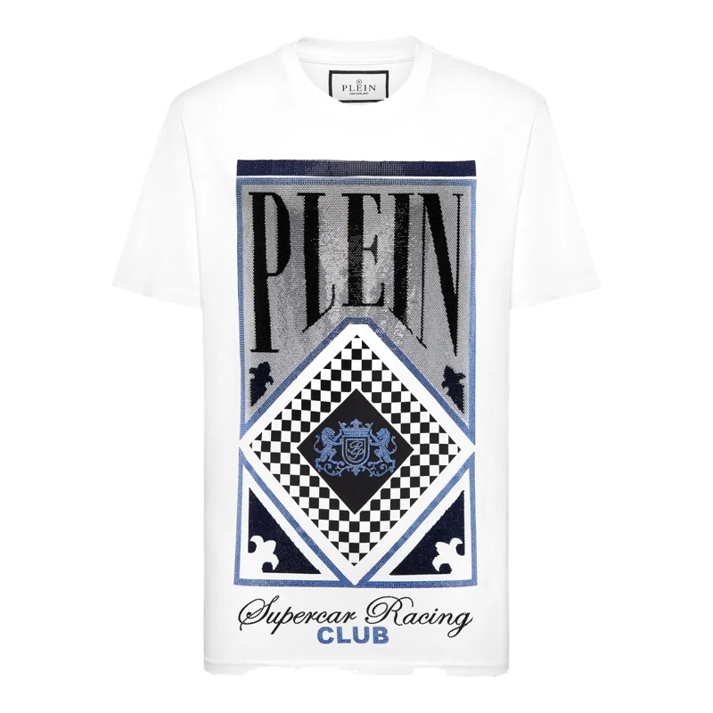 Philipp Plein T-Shirt T-Shirt Racing Mit Schmucksteinen schwarz