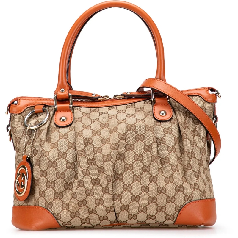Gucci Schultertasche GG Canvas Sukey Satchel braun