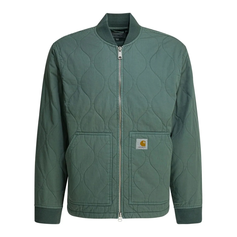 Carhartt Wip  Quilted Oversized Jacket With Ribbed Knit Trims Green