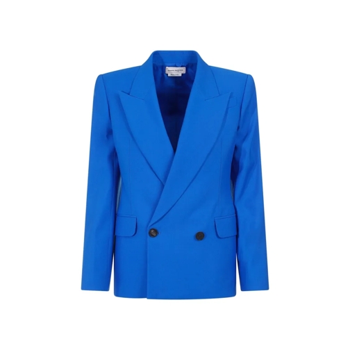 Alexander McQueen Blazer Galactic Blue Wool Jacket Blue