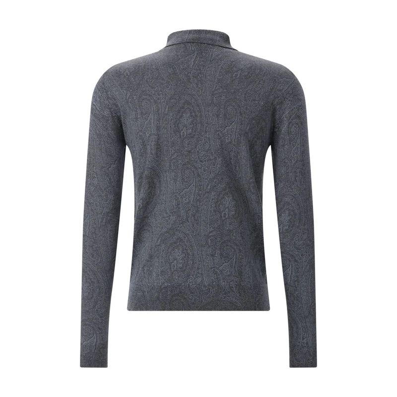Etro Poloshirt Langarm-Poloshirt aus Wolle & Seide grau(Image 2)