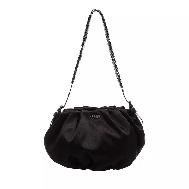 Moschino Pochette Strass Mini Lettering Shoulder Bag Fantasy Print Black