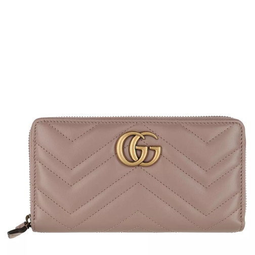 Gucci GG Marmont Zip Around Wallet Leather Dusty Pink Portemonnaie mit Zip-Around-Reißverschluss