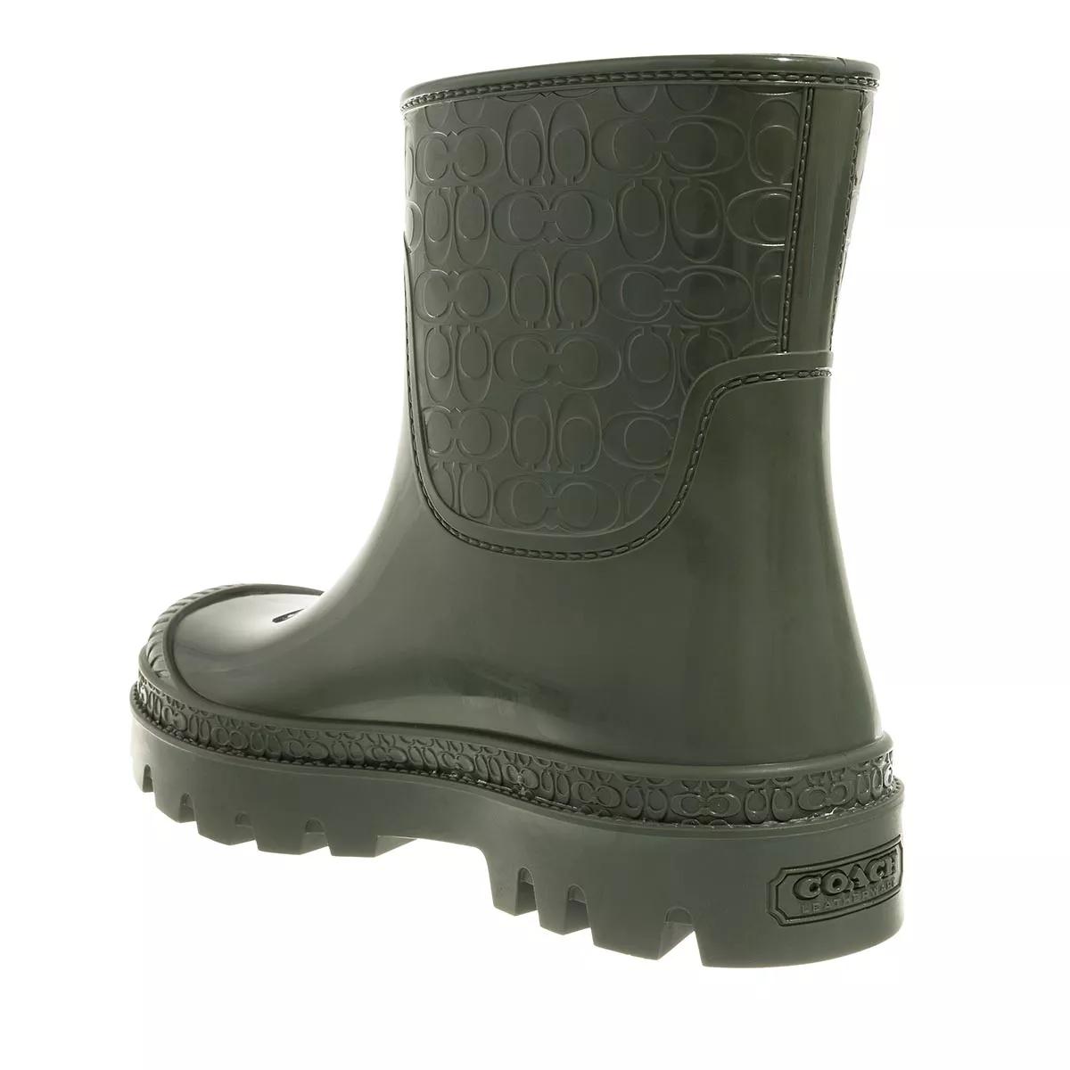 Coach Millie Rubber Rain Bootie Army Green Rain Boot