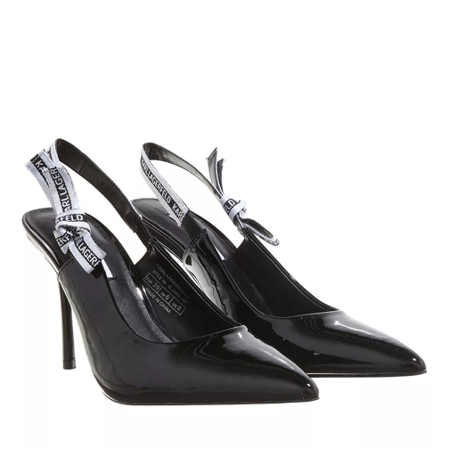 Karl Lagerfeld Pump Sarabande Ribbon Sling Black Patent Lthr