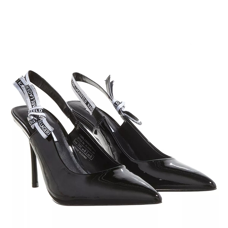 Karl Lagerfeld Pumps Sarabande Ribbon Sling Black Patent Lthr