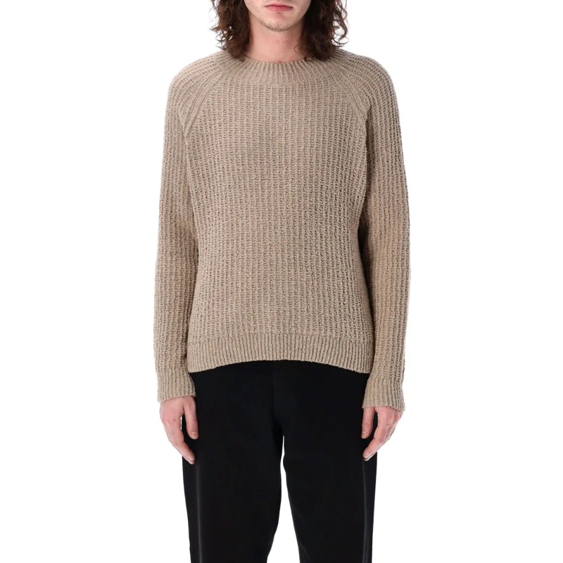 Sunflower Trui Textured Ribbed Knit Sweater With Classic Crew Nec Brown