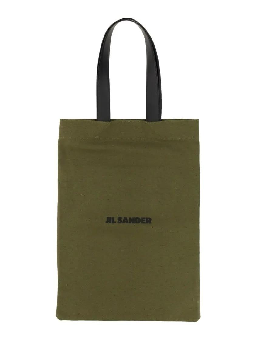 Bag Jil Sander GrÃ¼n Jil Sander Große Tote Bag Mit Lederbesatz