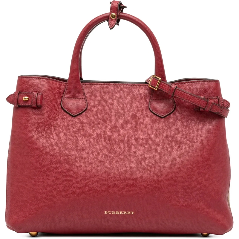 Burberry Sac à bandoulière Medium Leather and House Check Banner Satchel rot