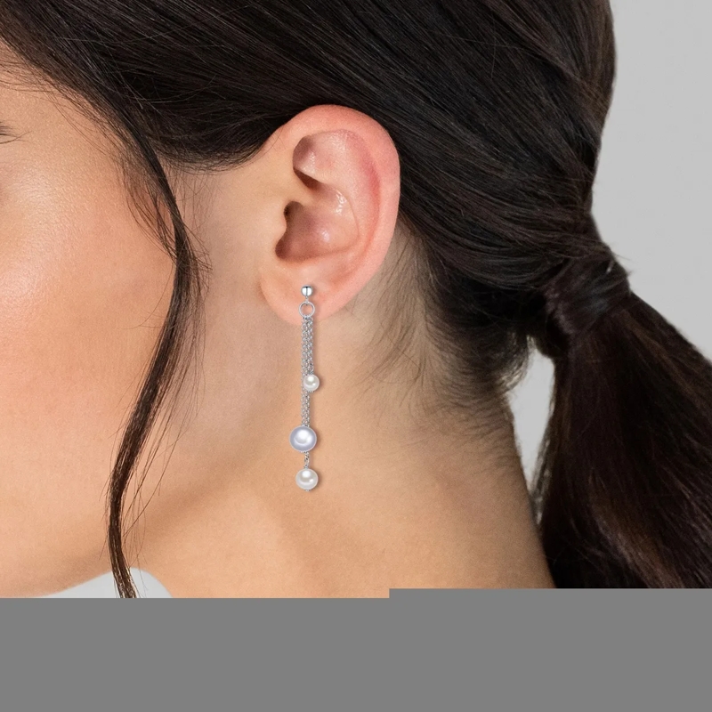 Valero Pearls Ohrhänger Sterling Silber Perlen-Ohrhänger Süßwasser-Zuchtpe silber(Image 2)