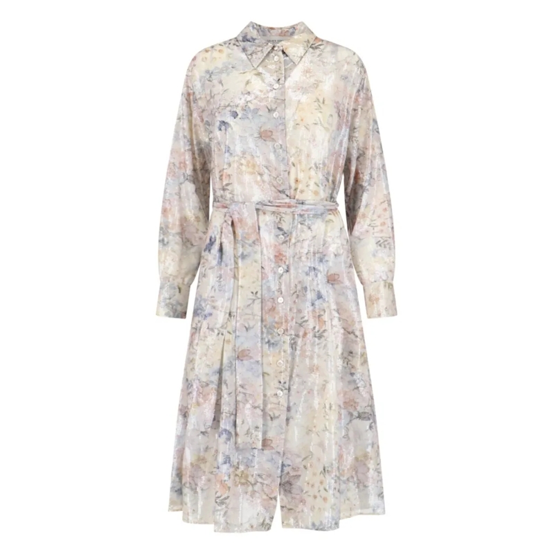 Golden Goose  Floral Pleated Maxi Shirt Dress – Multicolor Multicolor