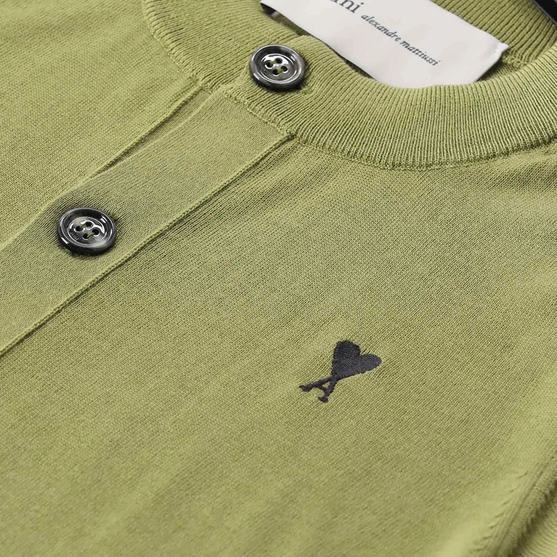 AMI Paris Cardigan Strickjacke mit Logo grün(Image 8)