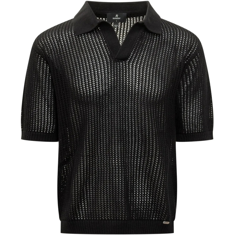 Represent  Polo in Maglia Traforata schwarz