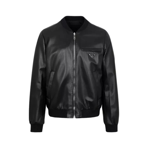 Prada Reversible Leather Bomber Jacket Black 