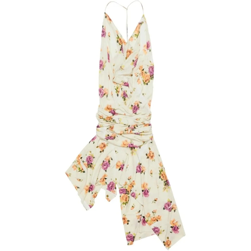 Acne Studios Robe midi Draped Bodice Dress With Asymmetrical Hemline Green