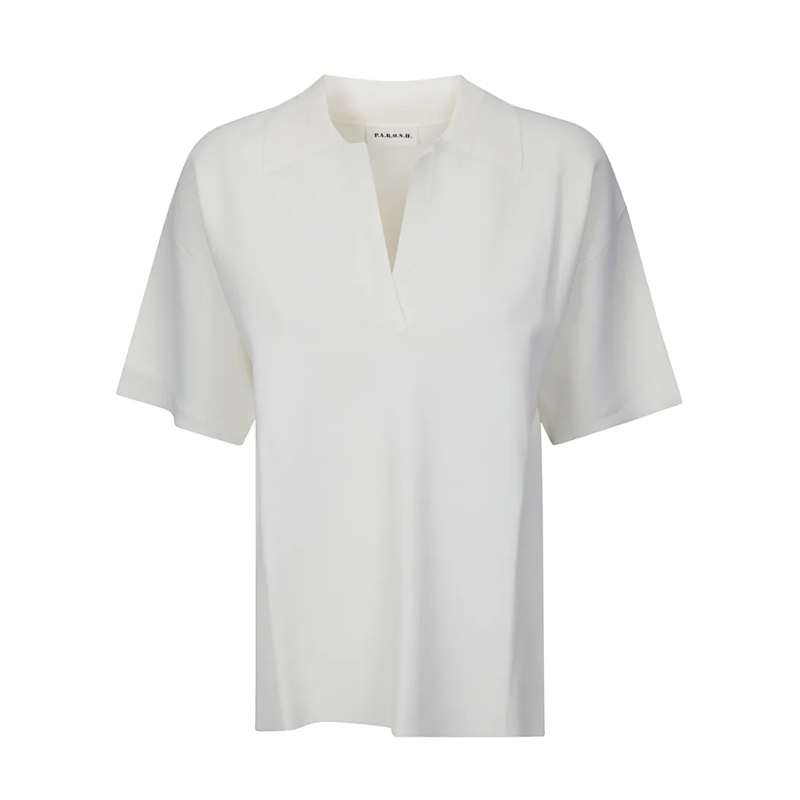 P.A.R.O.S.H. Chemisier Tailored Button-Down Shirt In Smooth Fabric Blend White
