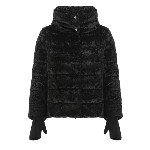 Herno Veste de transition Quilted Velvet Down Jacket Black