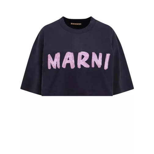 Marni Cotton T-Shirt With Frontal Logo Black 