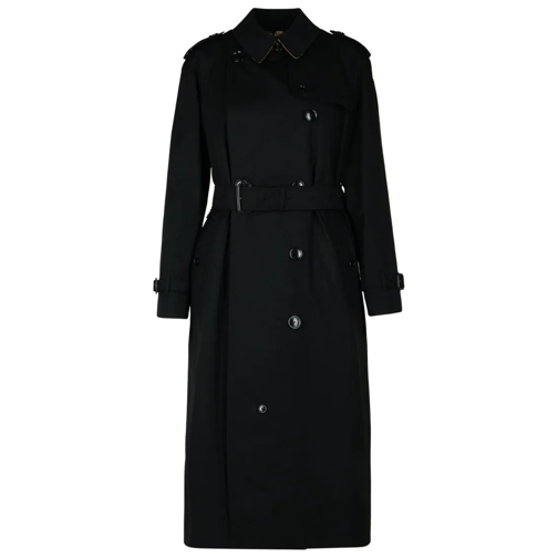 Burberry Waterloo' Black Cotton Trench Coat Black Manteaux de tanche