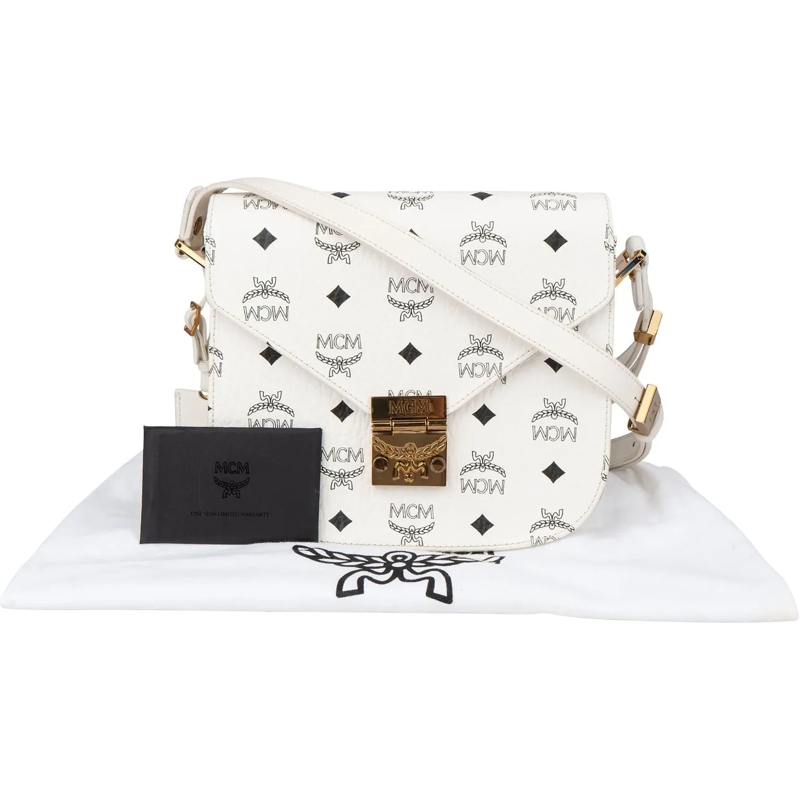 MCM Sac à bandoulière MCM White Visetos Monogram Patricia Crossbody Bag weiß